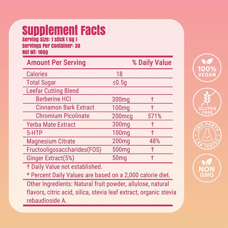Cutting Mix Drink Sticks with Berberine & Yerba Mate, Strawberry Acai Flavor 30 Count Dual-Action Supplement, Boost Metabolism, Increase Energy & Support Gut Health